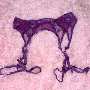 LOUNGE Purple Lace Garter Belt